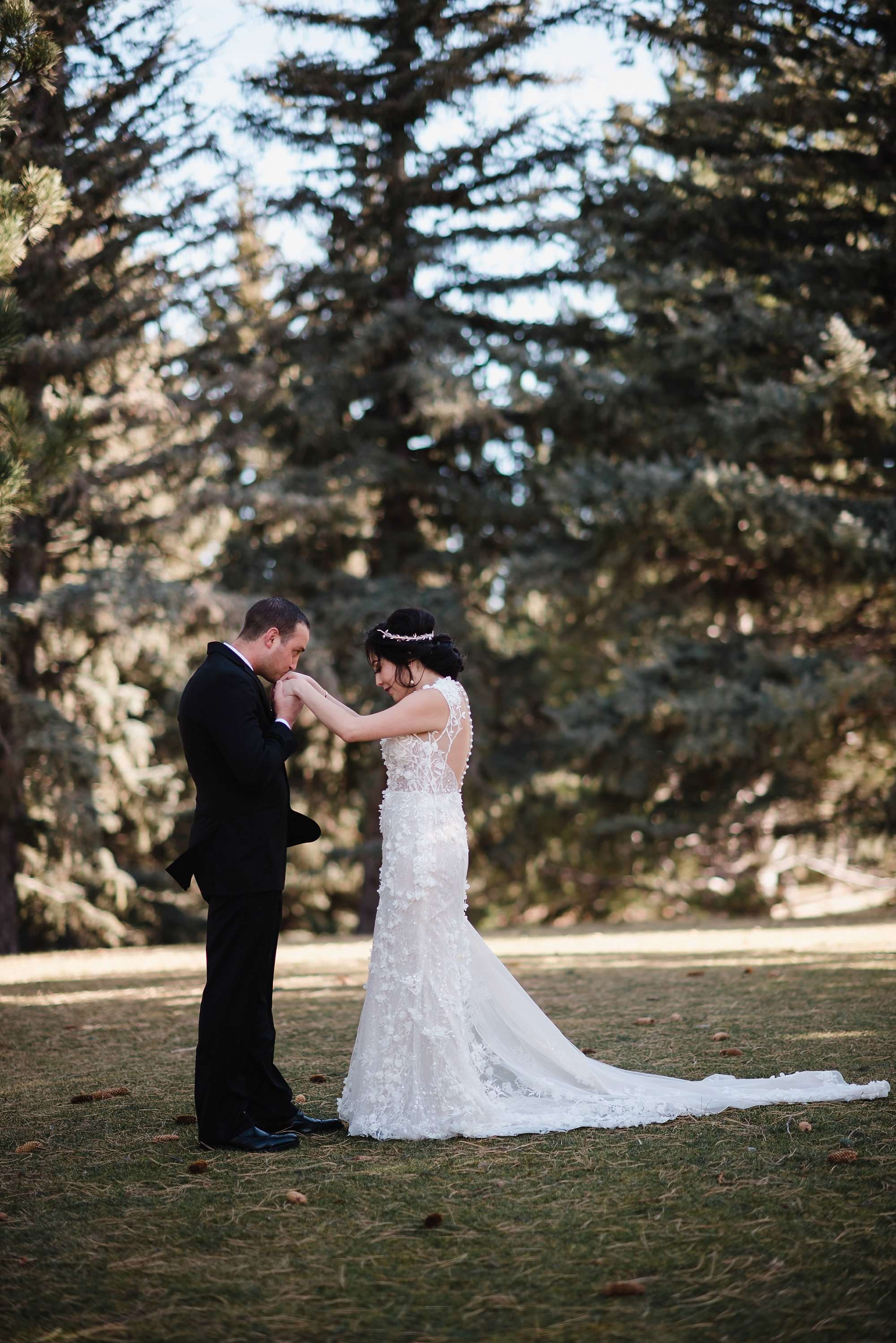 first look, wedding kiss