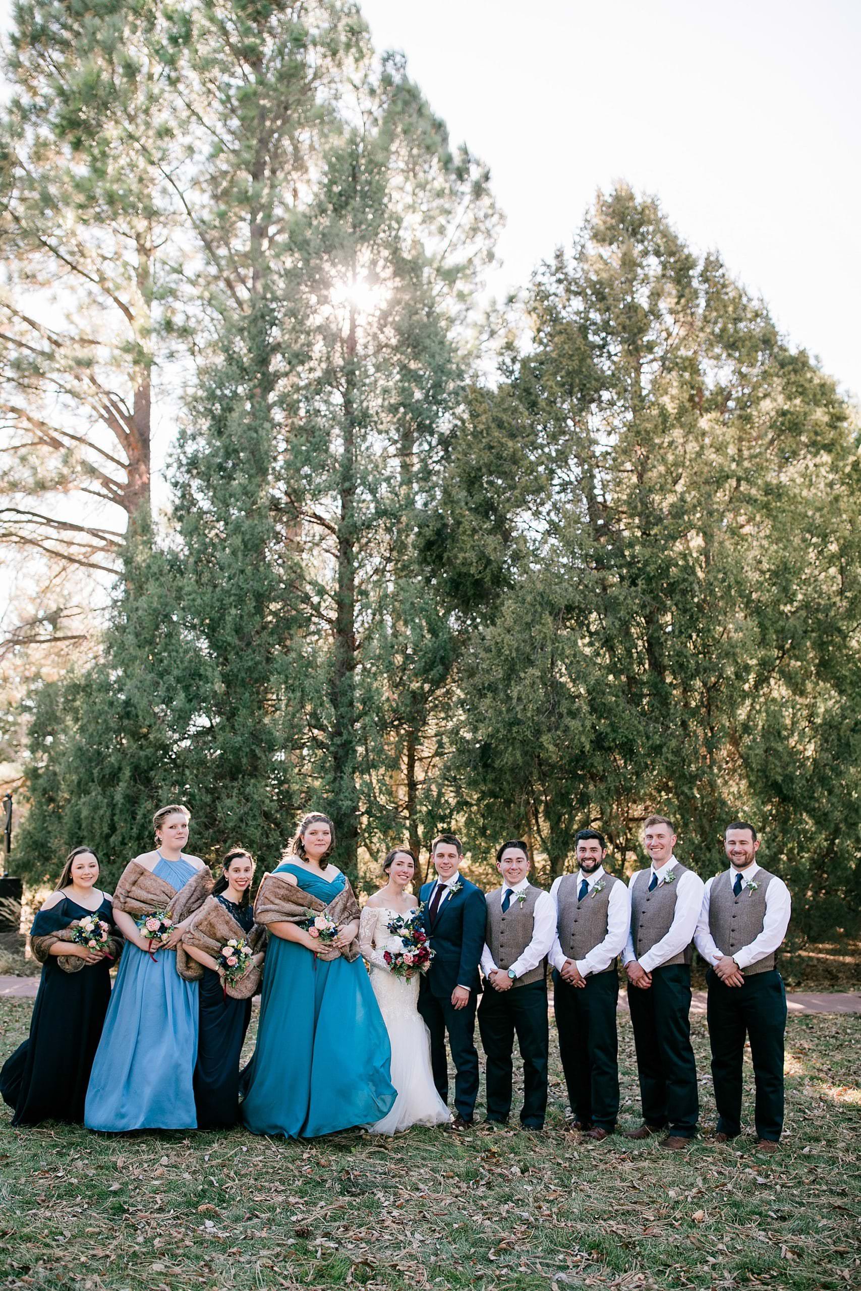 bridal party wyoming fall wedding