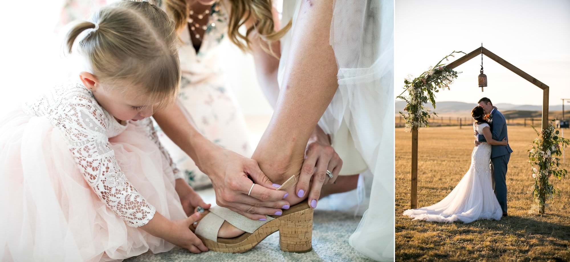 flower girl helping getting ready