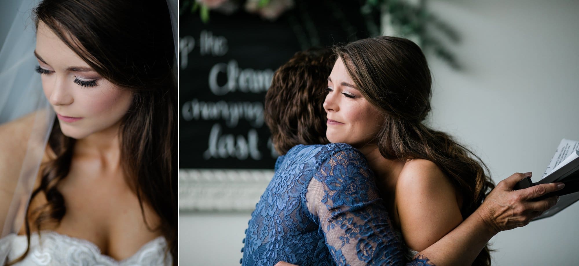 bride crying with mom