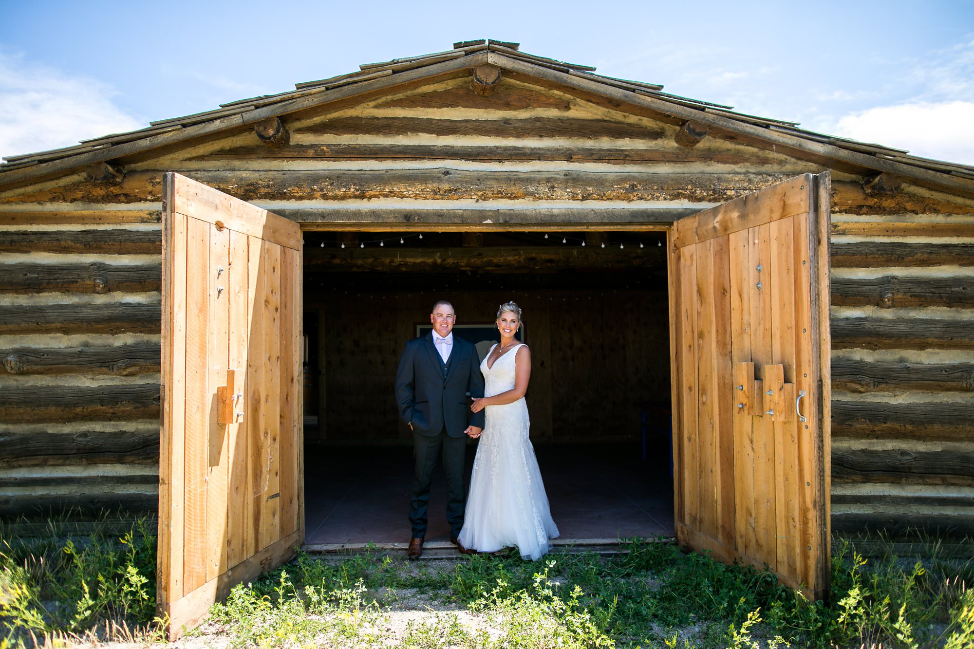 bride groom rustic barn wyoming