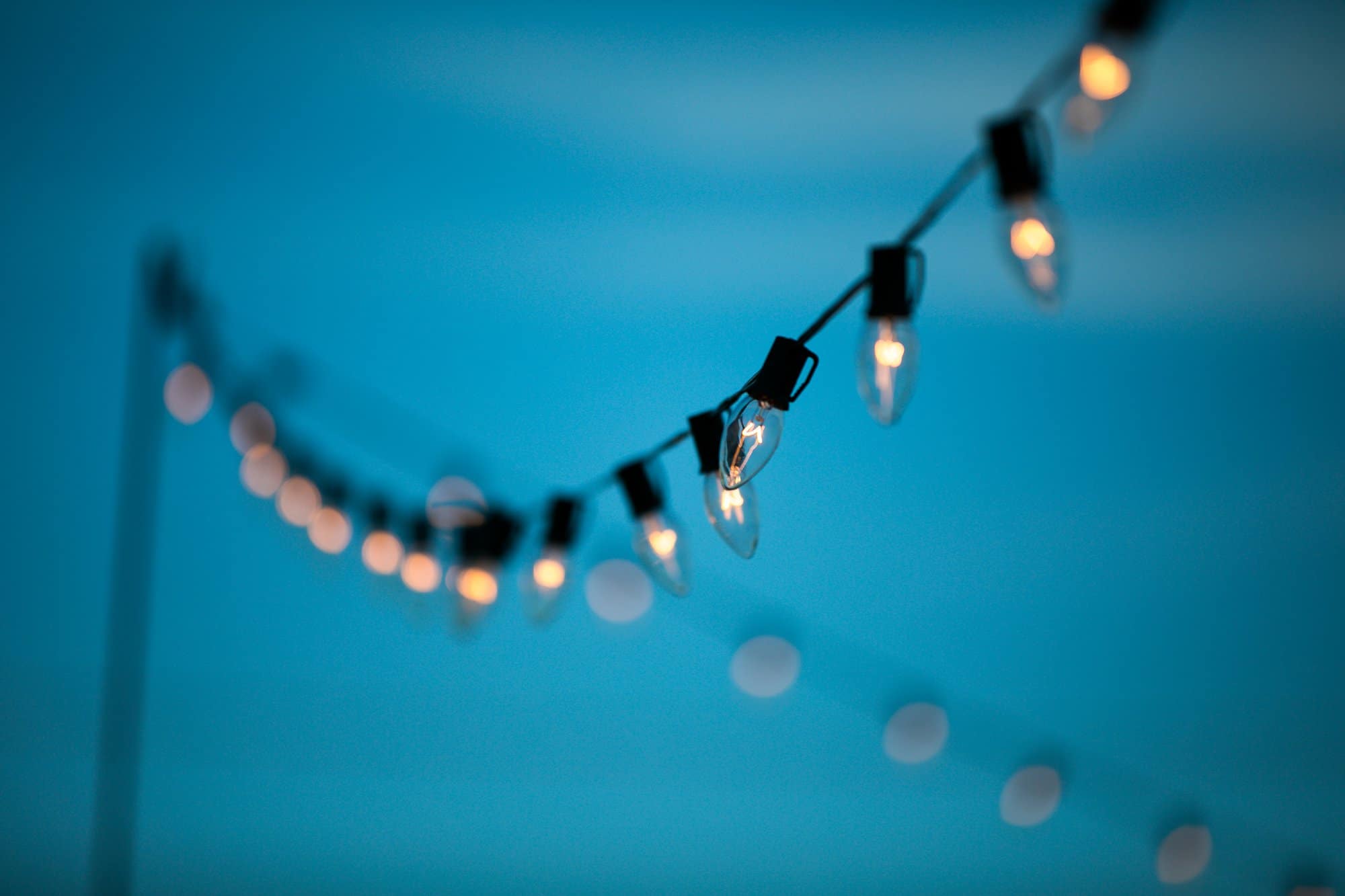 cafe lights at wedding