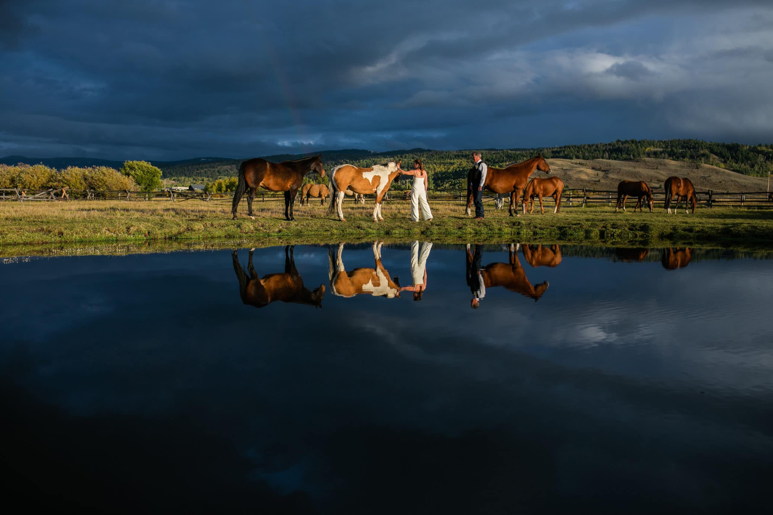 Jackson Ranch wedding photo with reflection