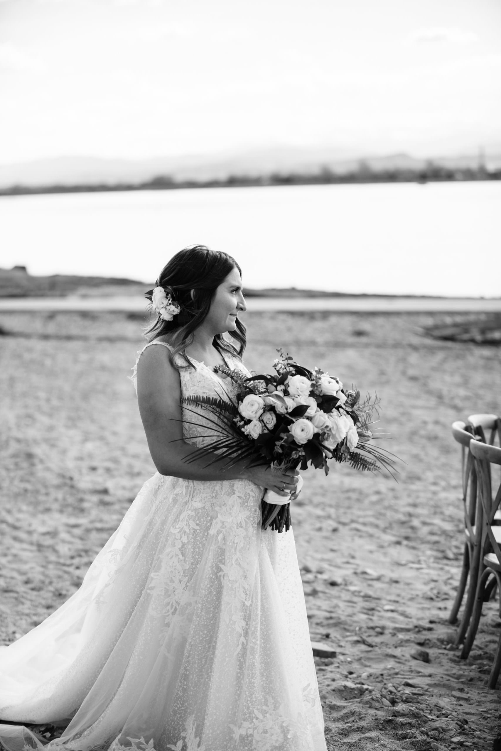 bride walking down aisle in colorado