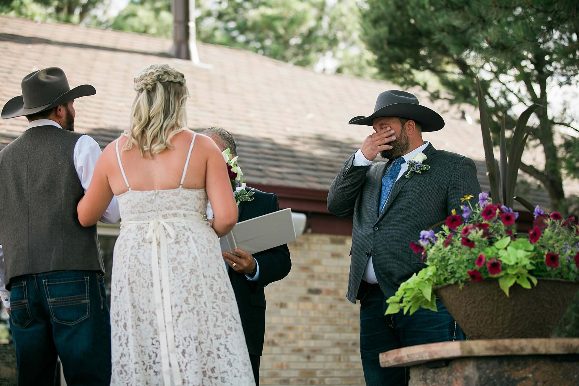 groom crying during ceremony