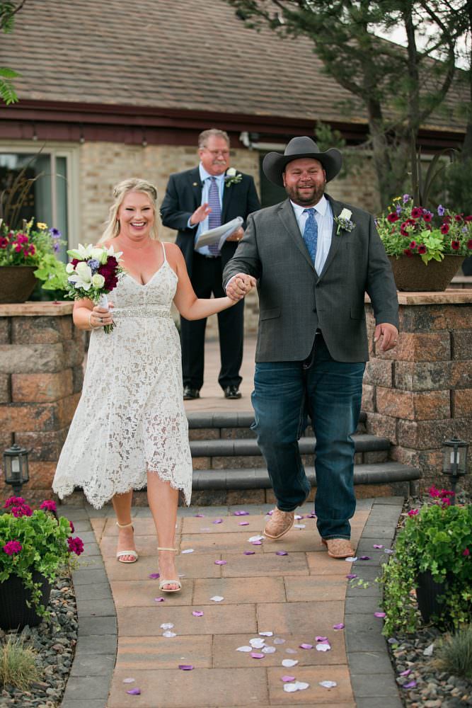 bride and groom backyard wyoming ceremony