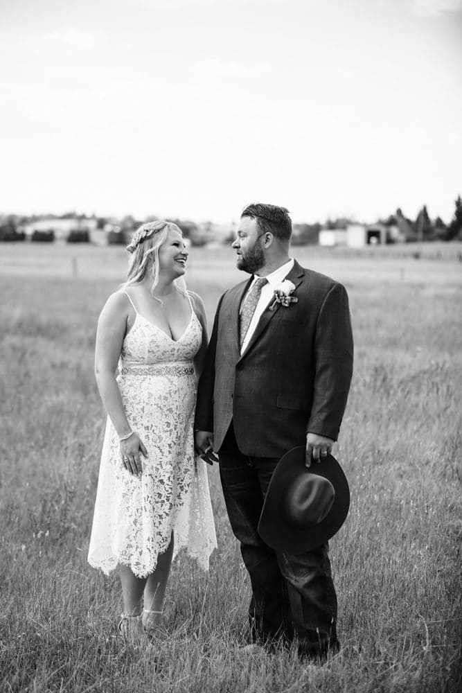 wyoming bride groom with cowboy hat