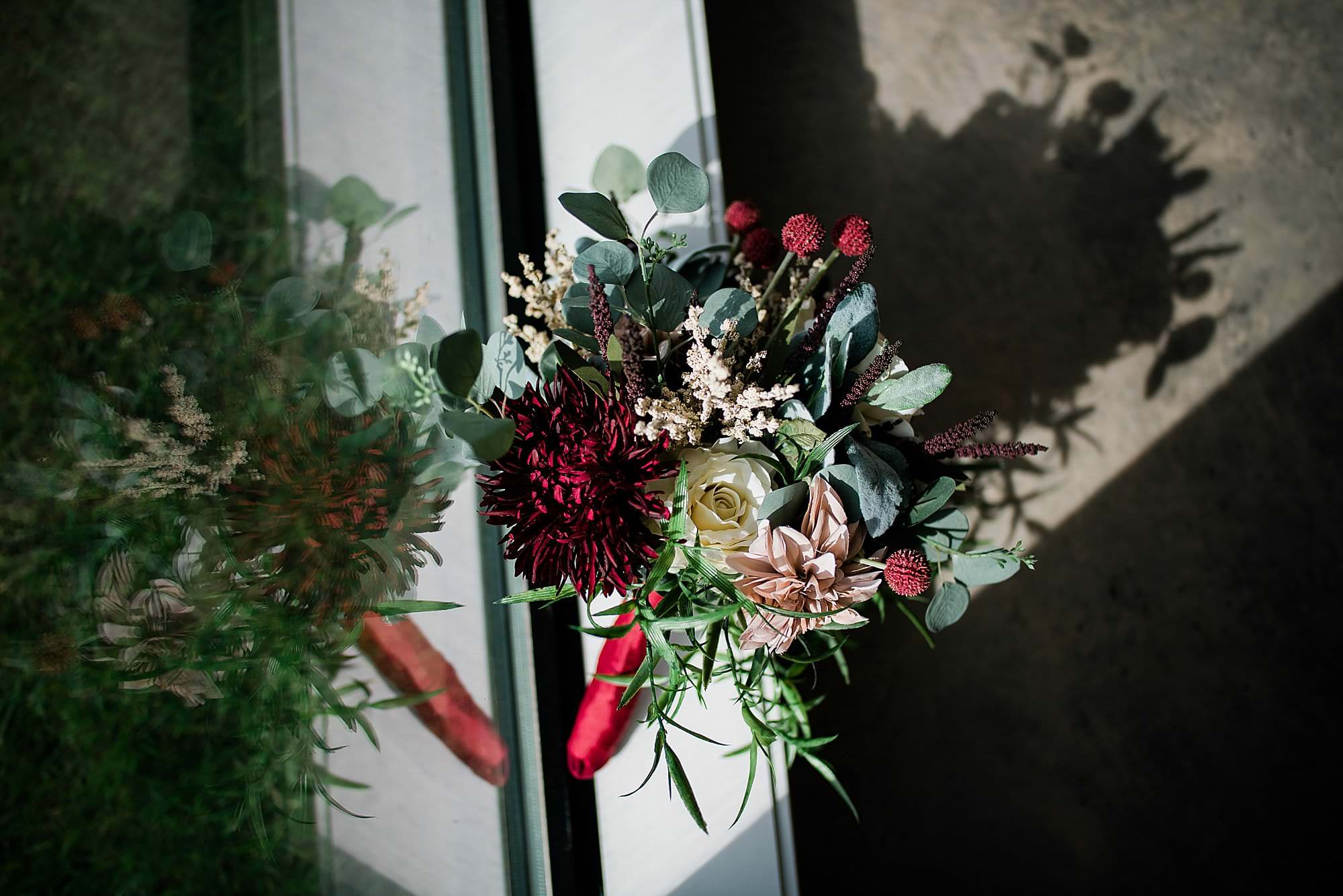 wedding flowers by window