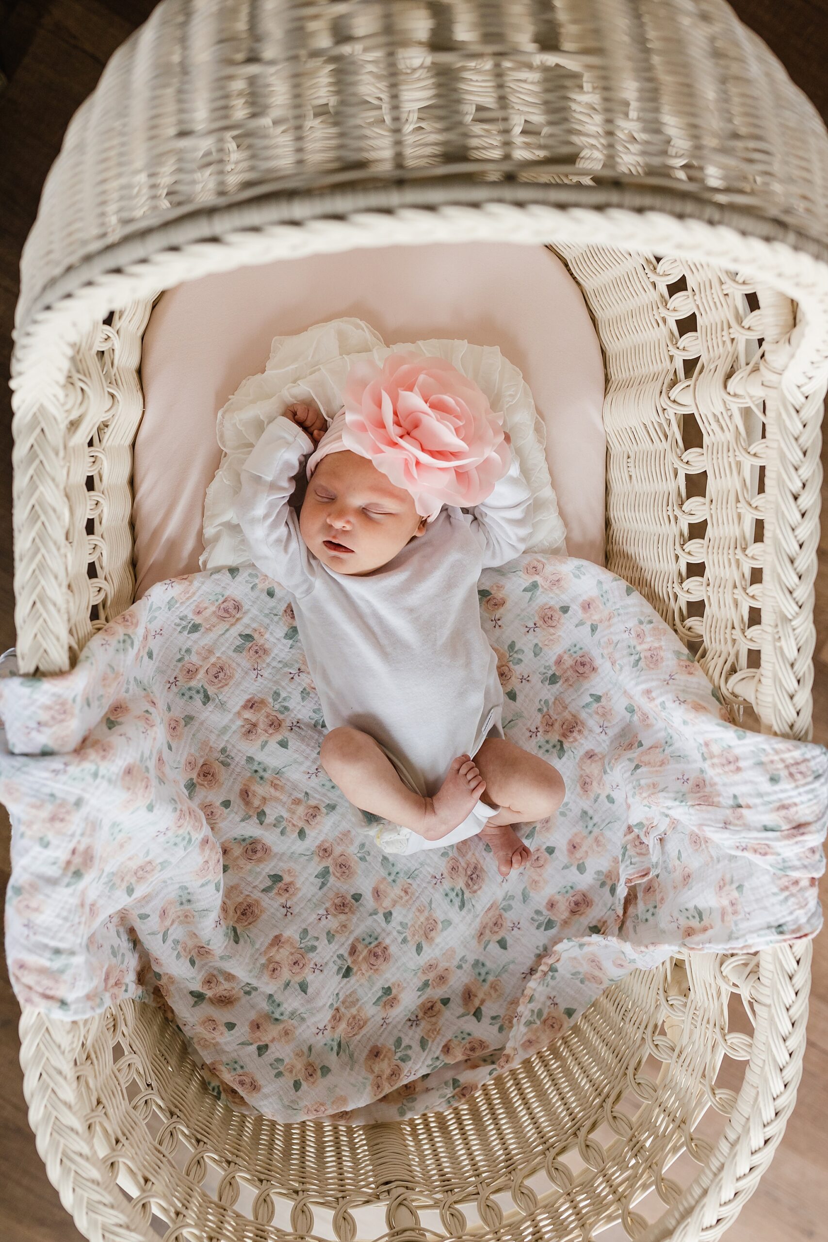 newborn baby in bassinet, newborn photography